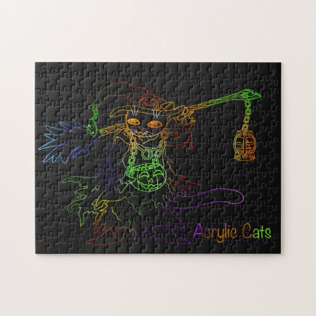 Halloween Black Cat Witch Jigsaw Puzzle (Horizontal)