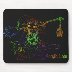 Halloween Black Cat Witch Mouse Pad