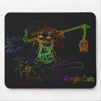 Halloween Black Cat Witch Mouse Pad