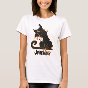 Halloween Black Cat Witch Spooky Spiders T-Shirt