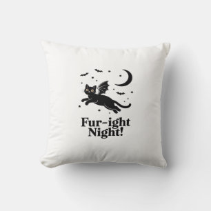 Halloween Black Cat with Bat Wings Graphic Classic Cushion