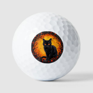 Halloween Black Cat with Glowing Eyes Golf Balls