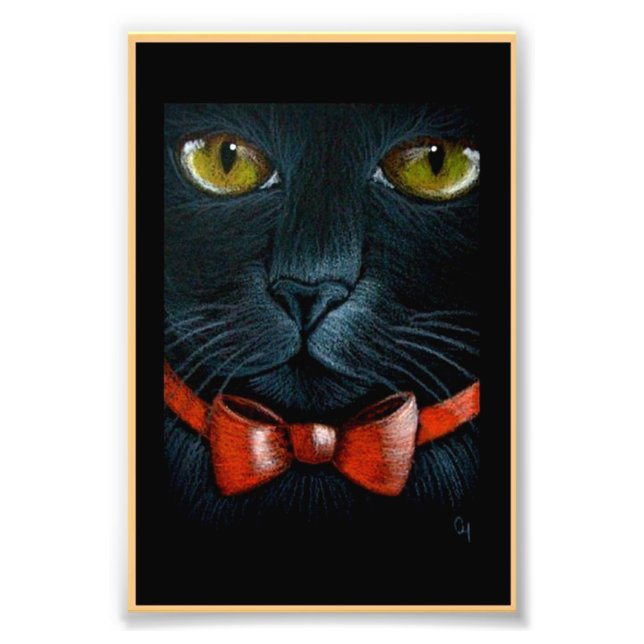 HALLOWEEN BLACK CAT with ORANGE BOW PRINT (Front)