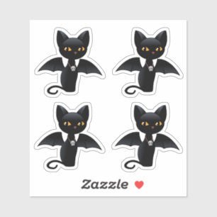 Halloween Black Cat with Wings, Set of 4
