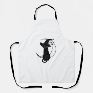 Halloween Black Cat With Witch Hat Apron