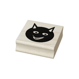 Halloween Black Cat Wood Art Stamp