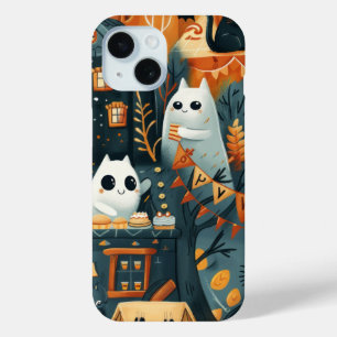 Halloween Black Cats and Moons Funny Witchy Kids iPhone 15 Case