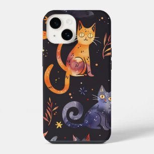 Halloween Black Cats and Moons Funny Witchy Kids iPhone 14 Case