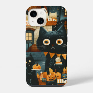Halloween Black Cats and Moons Funny Witchy Kids iPhone 14 Case
