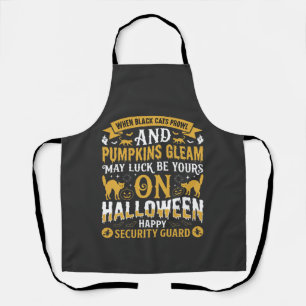 Halloween Black Cats and Pumpkins Security Guard D Apron