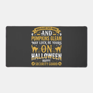 Halloween Black Cats and Pumpkins Security Guard D Desk Mat