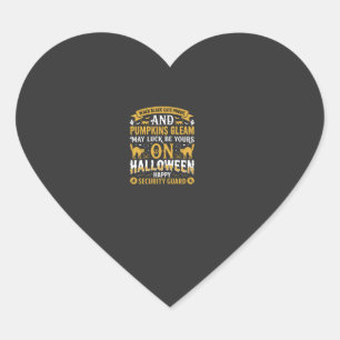 Halloween Black Cats and Pumpkins Security Guard D Heart Sticker