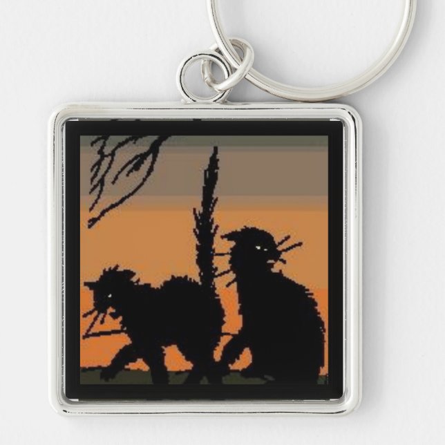 Halloween Black Cats - Key Ring (Front)