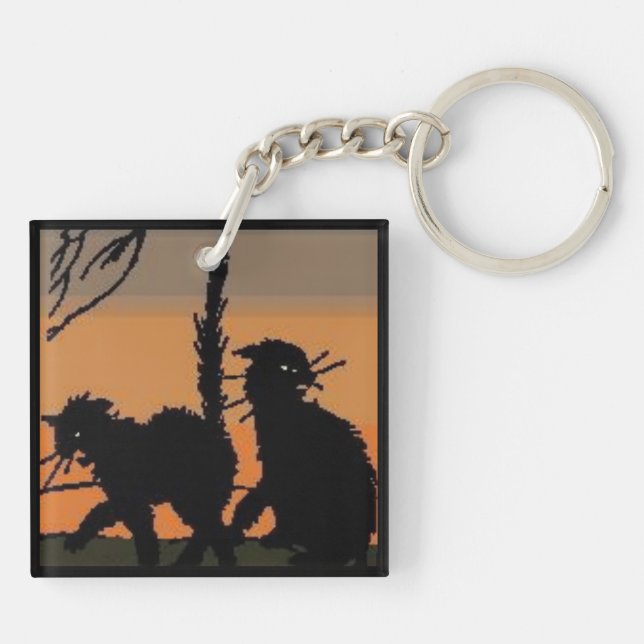Halloween Black Cats - Key Ring (Back)
