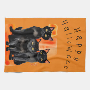 Halloween Black cats kitchen towel 