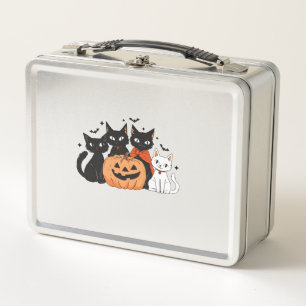 Halloween Black Cats Long Sleeve T-Shirt Metal Lunch Box