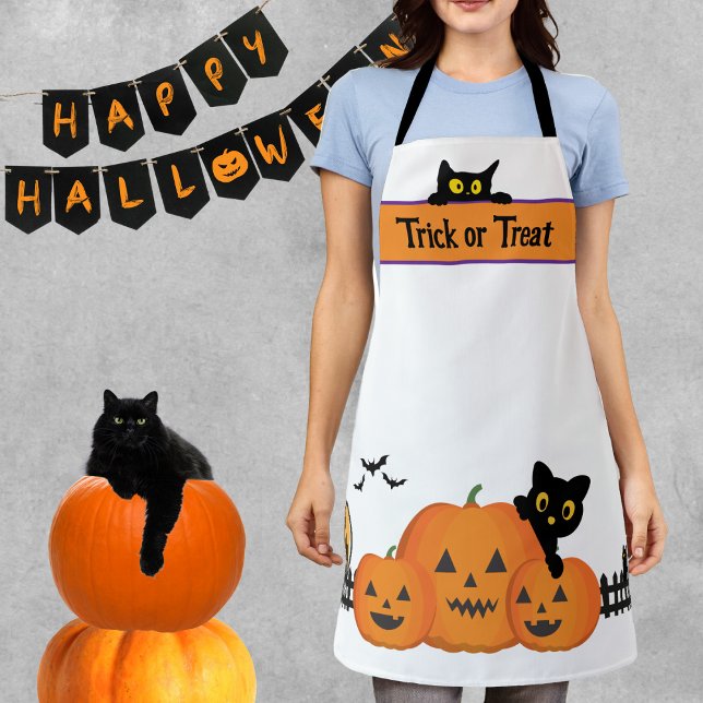 Halloween Black Cats & Orange Pumpkin Apron (Creator Uploaded)