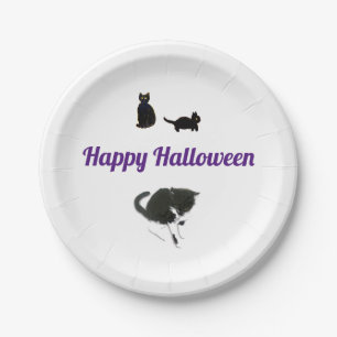 Halloween Black Cats Paper Plate