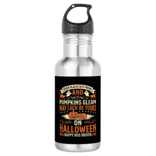 Halloween Black Cats Pumpkin Happy Bus Driver Desi 532 Ml Water Bottle
