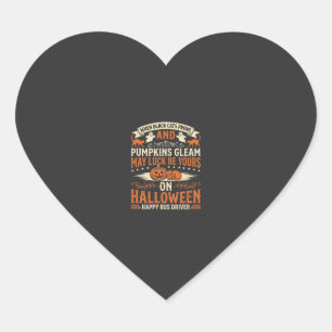 Halloween Black Cats Pumpkin Happy Bus Driver Desi Heart Sticker