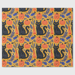 Halloween Black Cats Pumpkin Pattern  Wrapping Paper