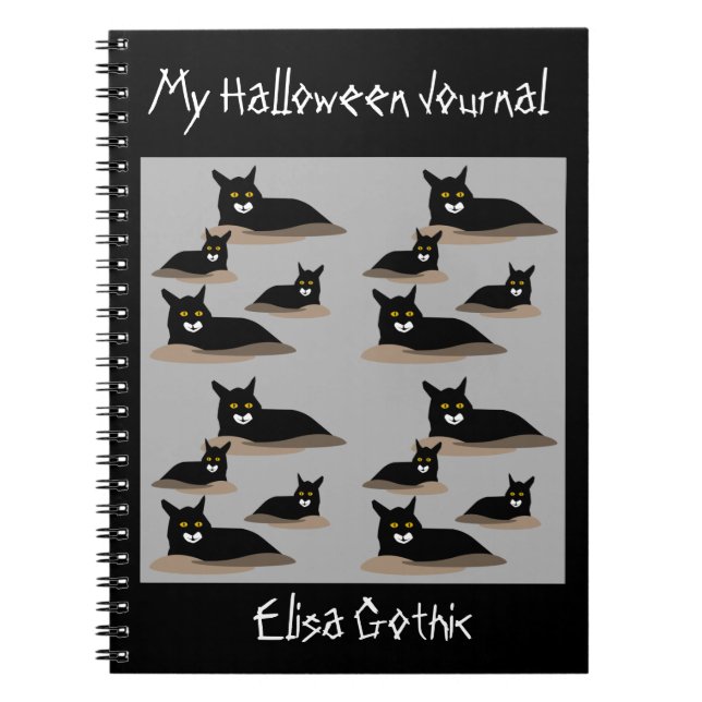 Halloween black Cats Spiral Notebook (Front)
