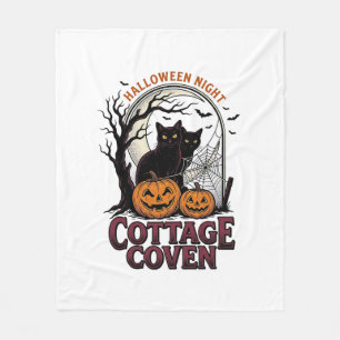 Halloween Black Cats Vintage Coven Pumpkin Art_1 Fleece Blanket