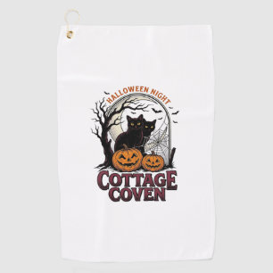 Halloween Black Cats Vintage Coven Pumpkin Art_1 Golf Towel