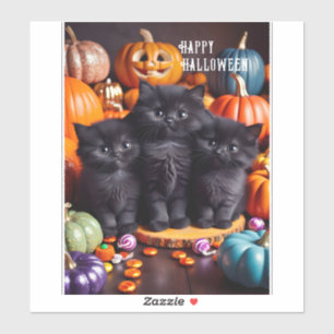 Halloween Black Cats with Pumpkins and Candy
