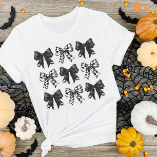Halloween Black checked bows dark Coquette T-Shirt