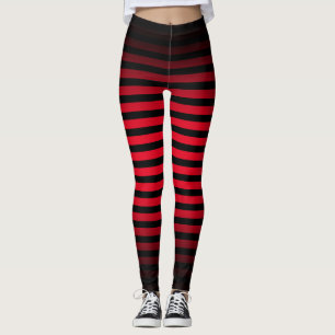 Halloween Black chevron stripes ombre red Leggings