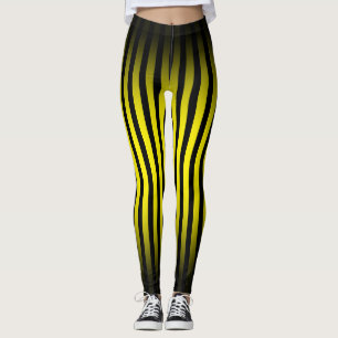 Halloween Black chevron stripes ombre yellow Leggings
