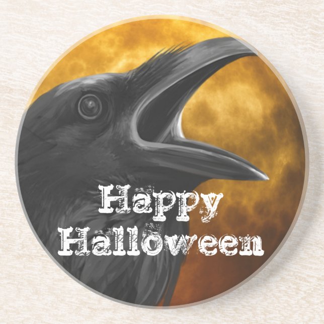 Halloween Black Crow Coaster (Front)