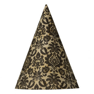 Halloween Black Damask Grunge Party Hat