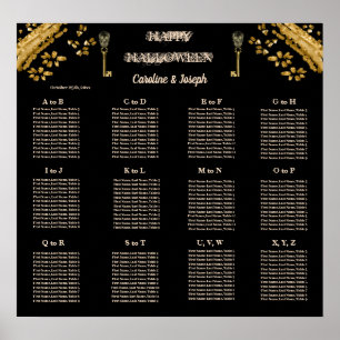 Halloween Black & Gold Skulls & Gold Seating Chart