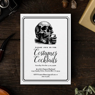 Halloween Black Gothic Skull Costume Party Invitation