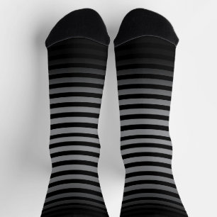 Halloween Black gray horizontal stripes ombre Socks