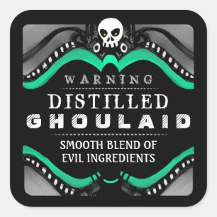 Halloween Black Green & White Drink or Treat Label