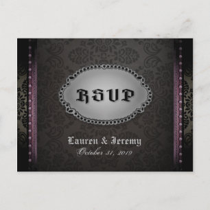 Halloween Black Grey Purple Gothic RSVP PostCard