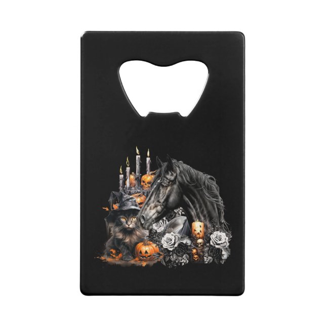 Halloween black Horse black Cat spooky (Front)
