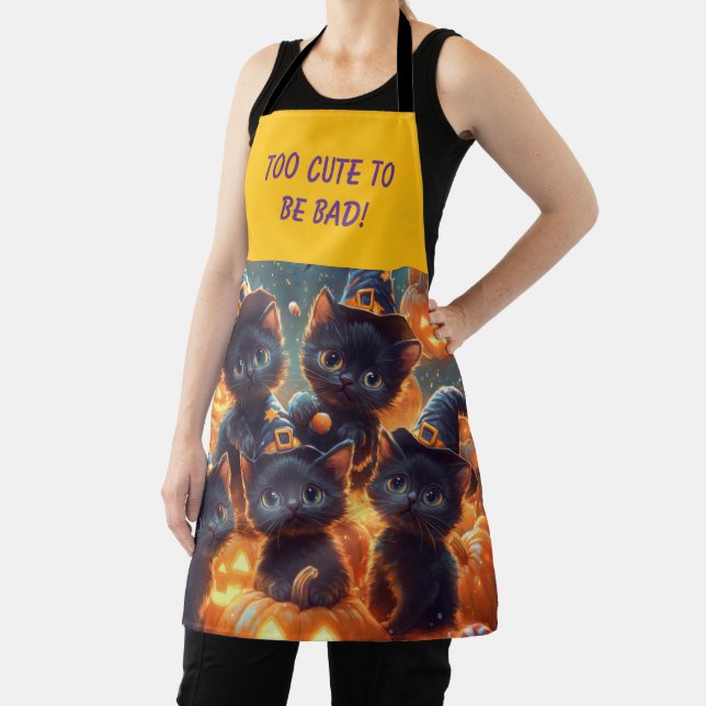 Halloween Black Kittens Apron (Insitu)