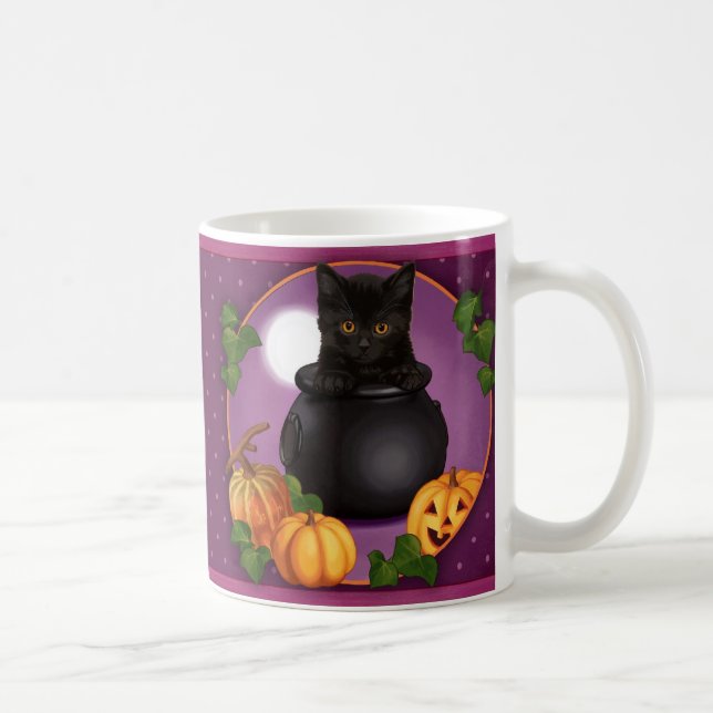 Halloween Black Kitty Coffee Mug (Right)