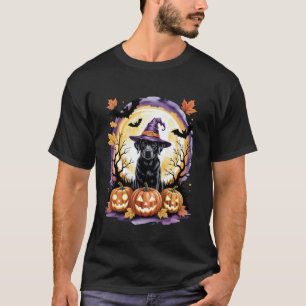 Halloween Black Labrador Retriever Witch Hat Bats  T-Shirt