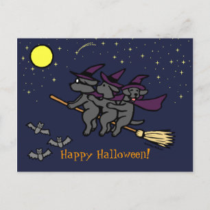 Halloween Black Labrador Riders! Postcard