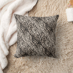 Halloween Black Lace Spider Web Seamless Cushion