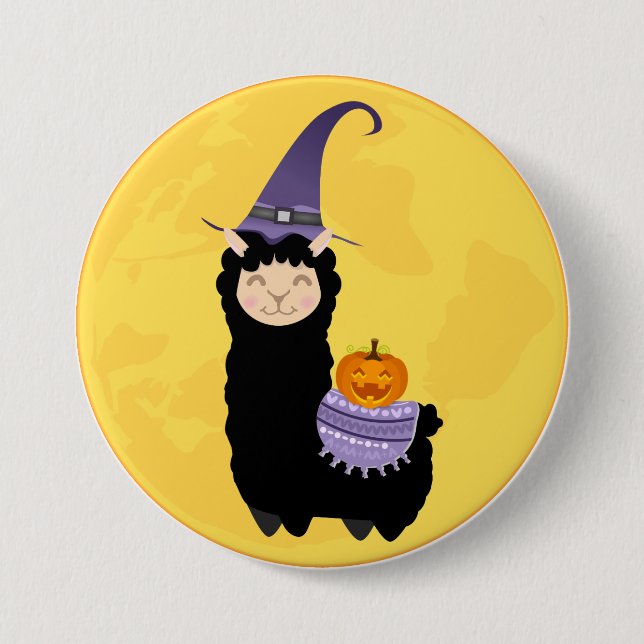 Halloween Black Llama 7.5 Cm Round Badge (Front)