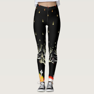 Halloween black night fantasy scene leggings