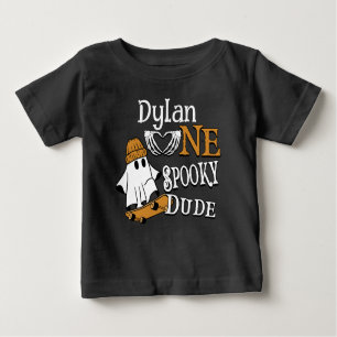 Halloween Black One Spooky Dude 1st Birthday Baby T-Shirt