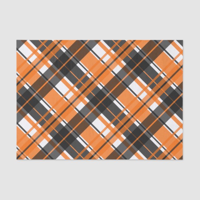 Halloween Black Orange and White Plaid Tissue Paper (Front)