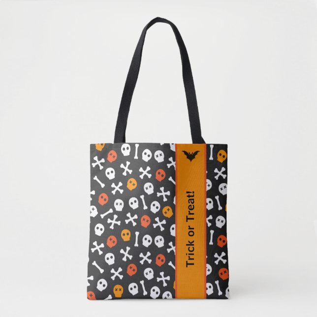 Halloween Black, Orange and White Symbols Tote Bag (Front)
